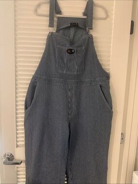 Striped Blue Denim Overalls
